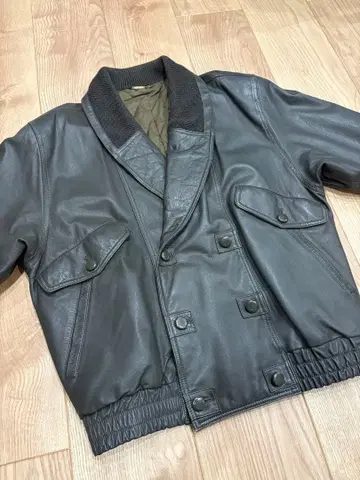 Lancel 그린 가죽 더블 브레스트 자켓