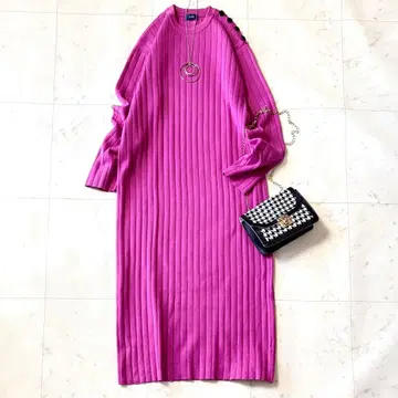 컨디션 최상 쉽스 워셔블 오가닉 코튼 실크 리브 니트 원피스