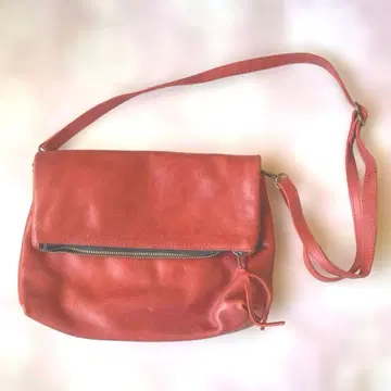 가죽 숄더백 지퍼 포함 천연 가죽 브라운 레드
