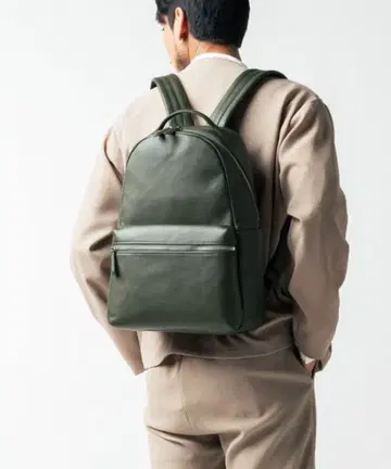 올리브 그린 합성 피혁 백팩