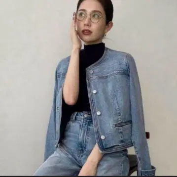 anuans 아뉴앙스 노카라 데님 자켓 라이트 블루