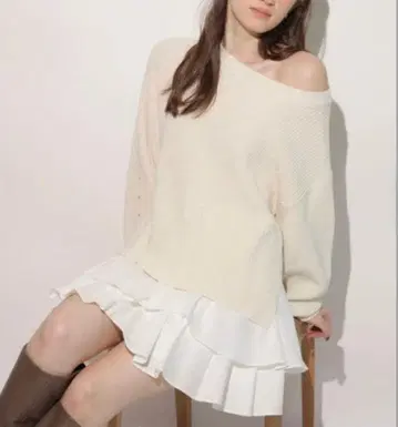 프릴 스커트 세트 니트 원피스