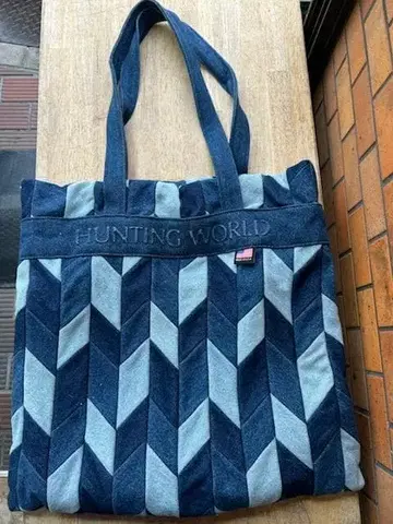 [ 레어 ] 헌팅월드 데님 패치워크 토트 백 파랑