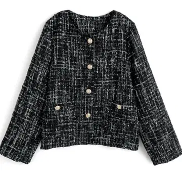 트위드 노카라 자켓[fo2257]