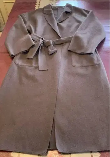 새상품급 롱 코트 롱 가운 코트 그레이 퍼플 랩 오버코트