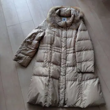 MICHEL KLEIN 베이지 다운 코트 후드 부착