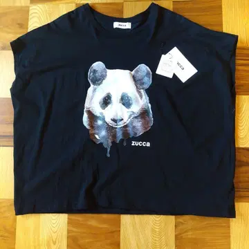 [ 미사용 새상품 ] zucca 팬더 프린트 반팔 T셔츠 루즈핏 블랙