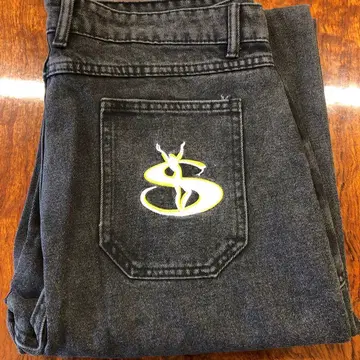 자수 S 마크 부착 데님 팬츠 M