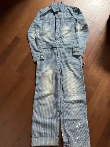 TORA JEANS BLUE 멜빵바지 올인원 히코리 데님 M