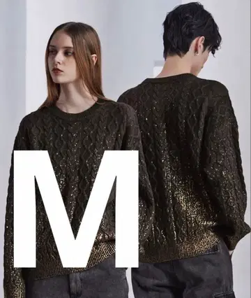 [ CLEL ] 호일 프린트 케이블 크루넥 니트