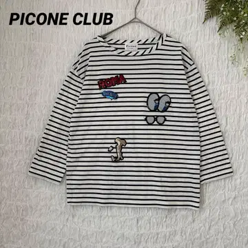 PICONE 피코네 클럽 스팽글 보더 티셔츠 일본제 세탁 가능