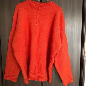 nugu 오렌지 버튼 오버 사이즈 니트 가디건 스웨터 한국