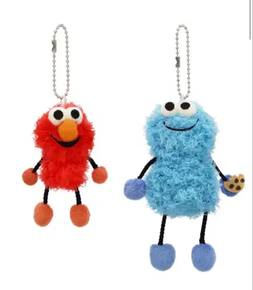 [ 미사용 ] 엘모/쿠키 몬스터 마스코트 키체인 세트 USJ