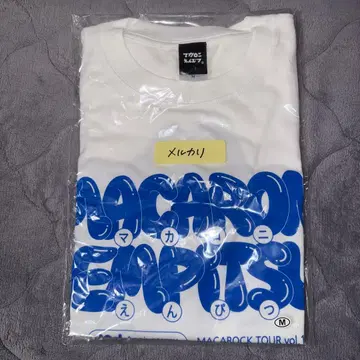 마카로니 연필 꽃풍선과 벌룬 로고의 T셔츠 화이트 블루 M 사이즈