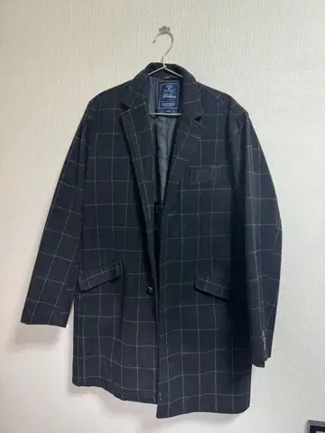 블랙 체크 무늬 체스터 코트