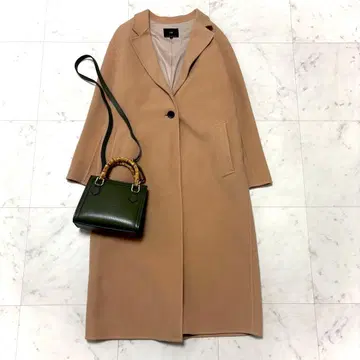 새상품급 23구 울 리버 롱 코트 카멜 38