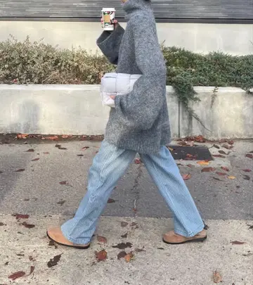 FASHIRU 니트 하이넥 볼륨 니트 빅 실루엣 그레이