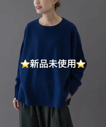 FORK&SPOON 코튼 블렌드 튜닉 니트 BLUE