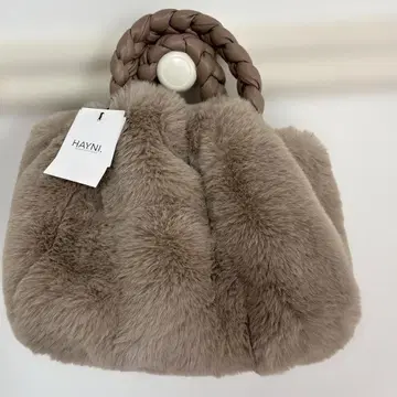 HAYNI 퍼 토트백 그레이 베이지