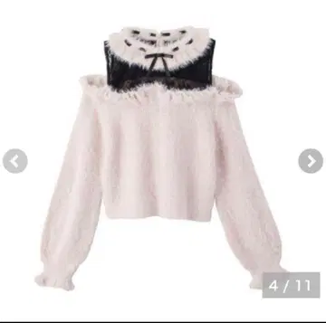 M 사이즈 이모쨩 시마무라 Lily Merry 페더 오프숄더 니트