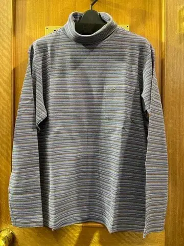 M 터틀넥 미사용 새상품 티셔츠 보더 보라색 남성용 긴팔 티셔츠