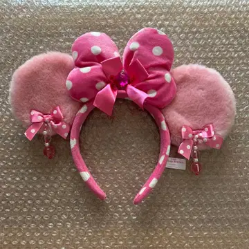 디즈니 머리띠 귀찌 도트 핑크 리본