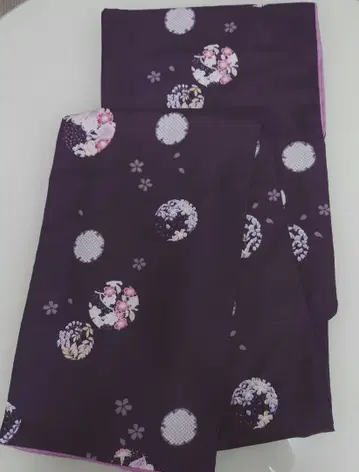 워셔블 기모노 이중 기모노 보라색 꽃무늬