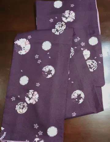 워셔블 기모노 이중 기모노 보라색 꽃무늬