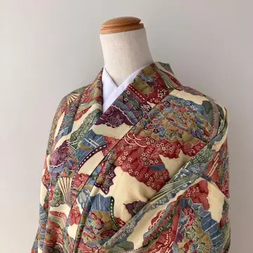 코몬 이중 기모노 부채 상서로운 구름 부채 구름