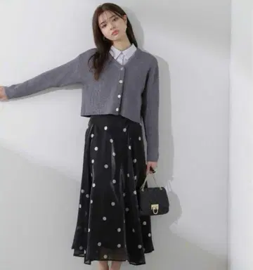 프로포션 시어 도트 스커트