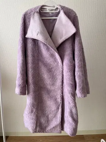 MOUSSY 마우지 보아 롱 코트 라벤더