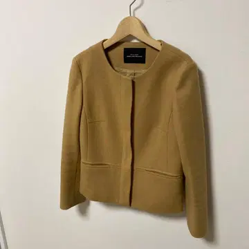 베이지 노카라 자켓 울 혼방