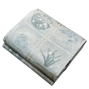 A 85 여름 육통 무늬 후쿠로 오비 당초 사계절 꽃 새상품급 금실 포멀