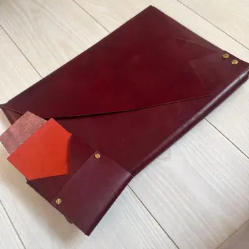 가죽 클러치백 잡화 케이스 포함 버건디 천연 가죽