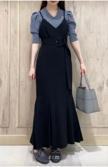 SNIDEL 스나이델 허리 벨트 머메이드 원피스 블랙 0 사이즈