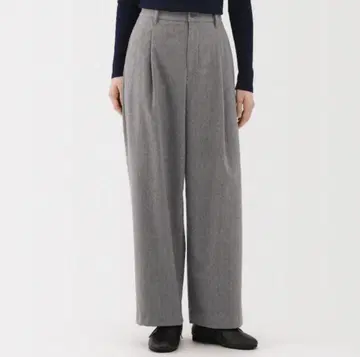 무인양품 가로 세로 스트레치 기모 턱 와이드 팬츠