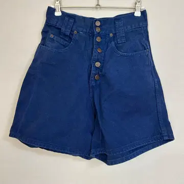 다크 블루 하이웨스트 숏팬츠 버튼