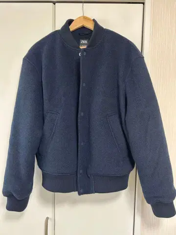 ZARA 네이비 울 혼방 봄버 자켓
