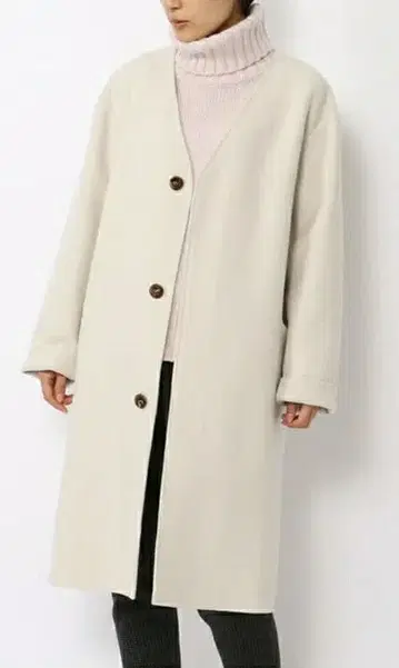 갤러리 바이 라이트 멜톤 V넥 노카라 코트