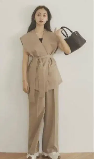 RANDEBOO 베이지 베스트 팬츠 셋업