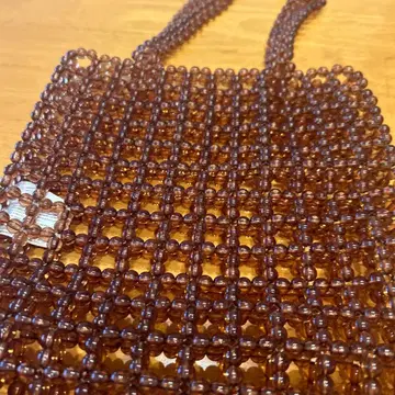 브라운 비즈 메쉬 백