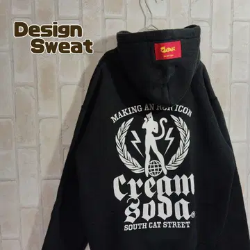 크림 소다 후드티 집업 CAT 블랙 페이드 컬러