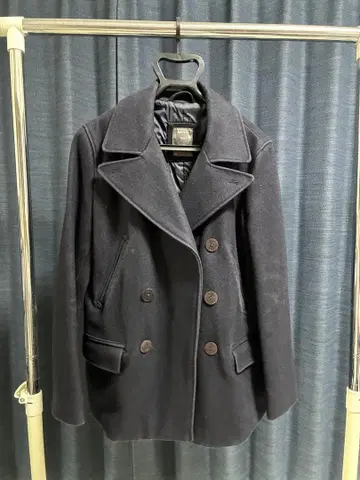 네이비 피 코트 더블 브레스트