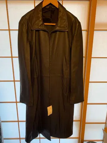 블랙 가죽 코트 롱 스타일