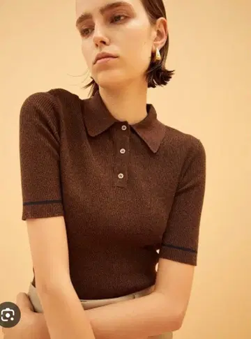 [ Mila Owen ] 폴로 카라 리브 니트 풀오버