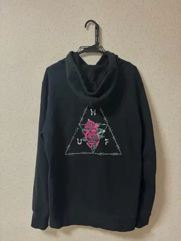 HUF 블랙 후드티 후드 부착