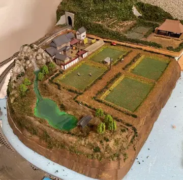 N 게이지 디오라마 시골 풍경 44cm x 38cm