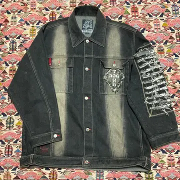 90s 빈티지 도그타운 흑룡 색빠짐 크러쉬 가공 데님 자켓