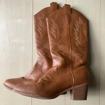 브라운 자수 웨스턴 부츠 26cm