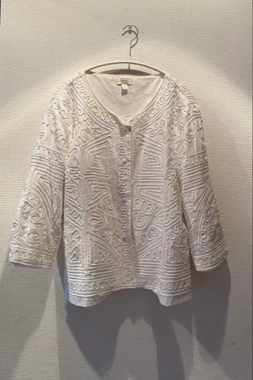 빈티지 구제 의류 자수 노카라 자켓